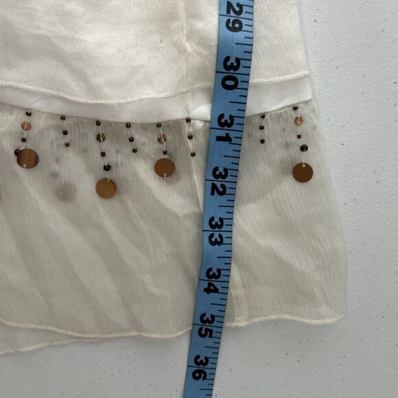 Spenser Jeremy Maxi‎ Skirt Women L Ivory Silk Embroidery Elastic Waist Modest - Picture 7 of 9